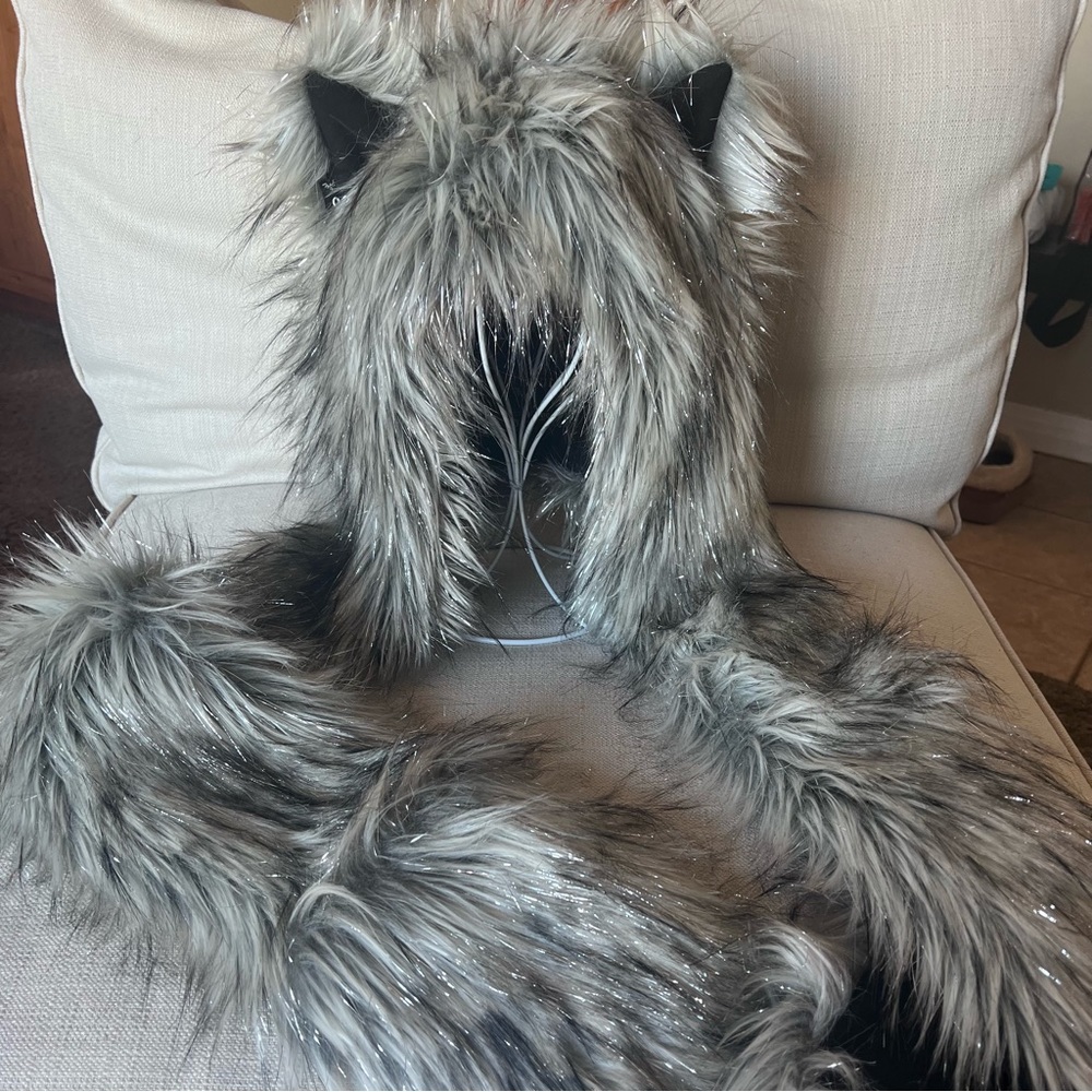 Faux Fur Hood with Paws